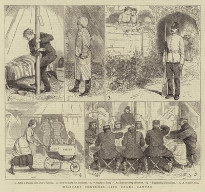 Croquis militaires, vie sous la tente - Alfred Chantrey Corbould